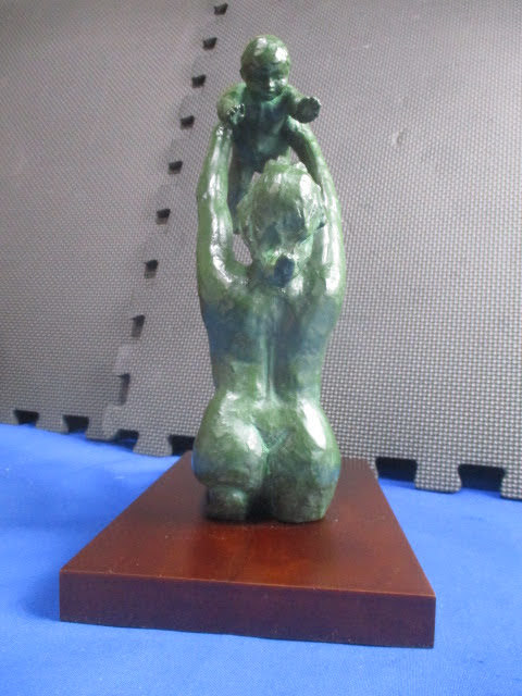 * Ageo higashi . salon copper image * approximately 24×14×H27.... love Saitama prefecture Ageo city bronze image .. image parent ... child Vintage!2F-91112ka