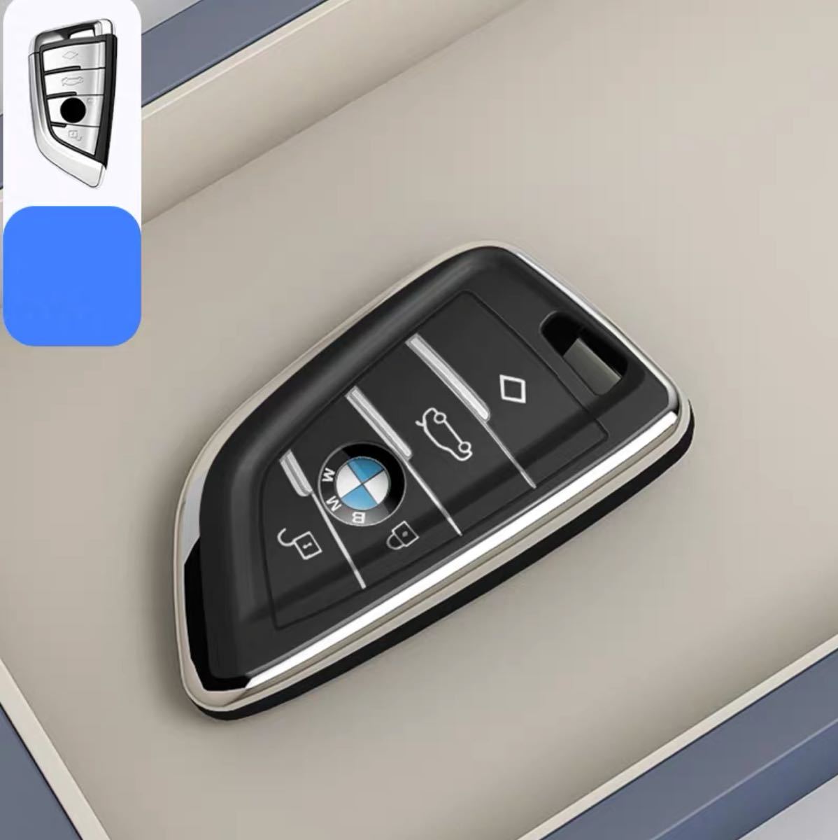 BMW キーケース キーカバー 保護 TPU 銀タイプ 刀型 リング付き_画像5