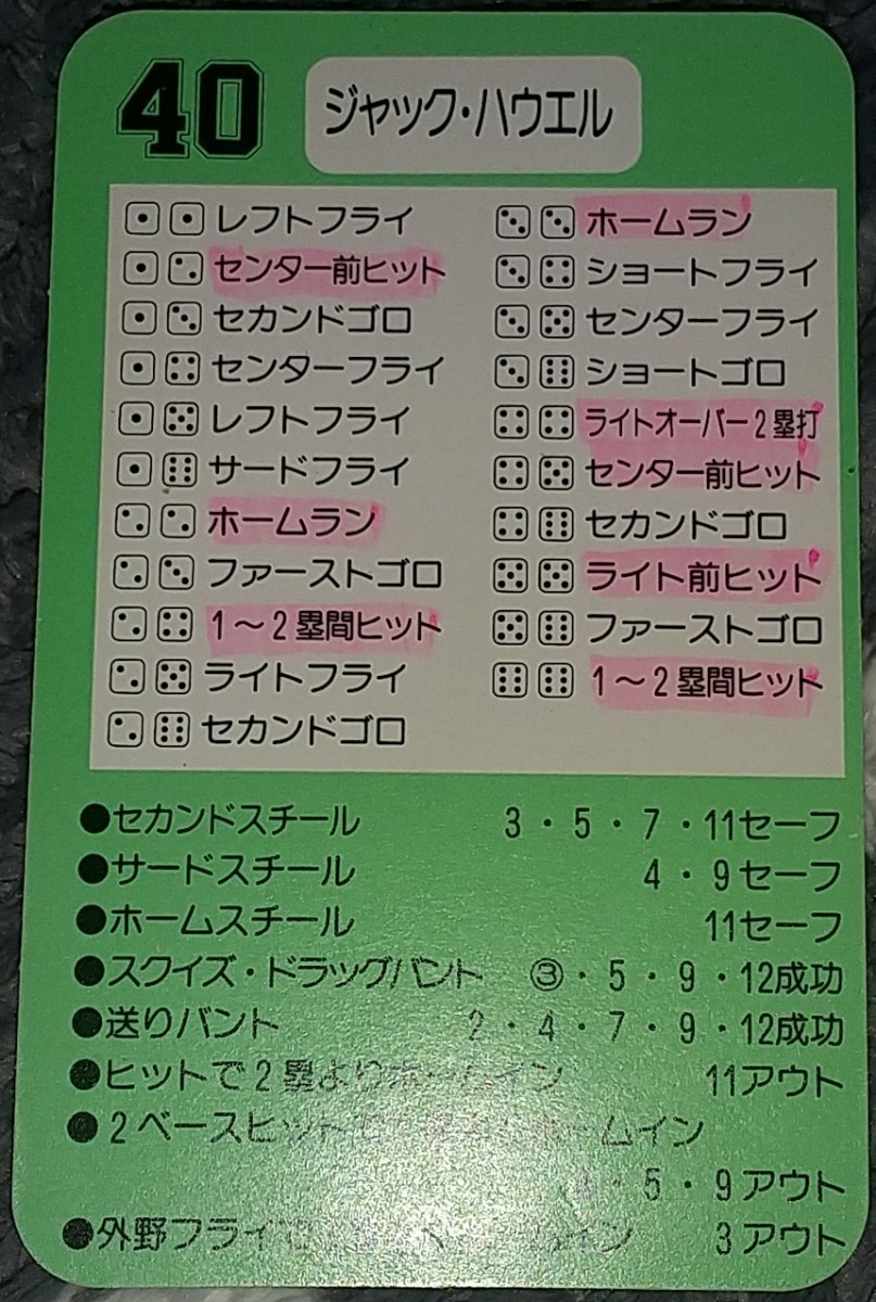 タカラプロ野球カードゲーム９５読売巨人軍 ハウエル_画像2