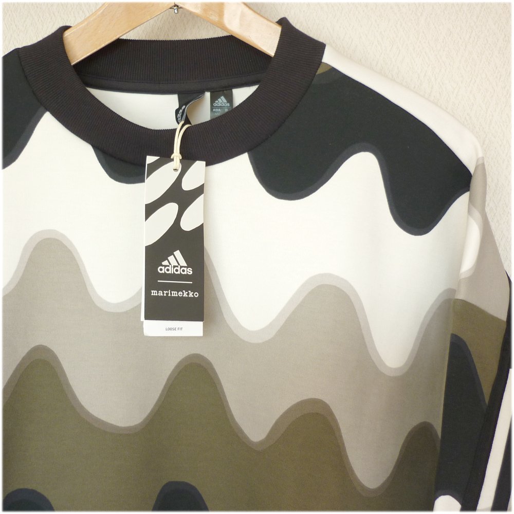  бесплатная доставка (L) Adidas × Marimekko adidas×Marimekkos Lee полоса s/ тренировочный футболка новый товар 