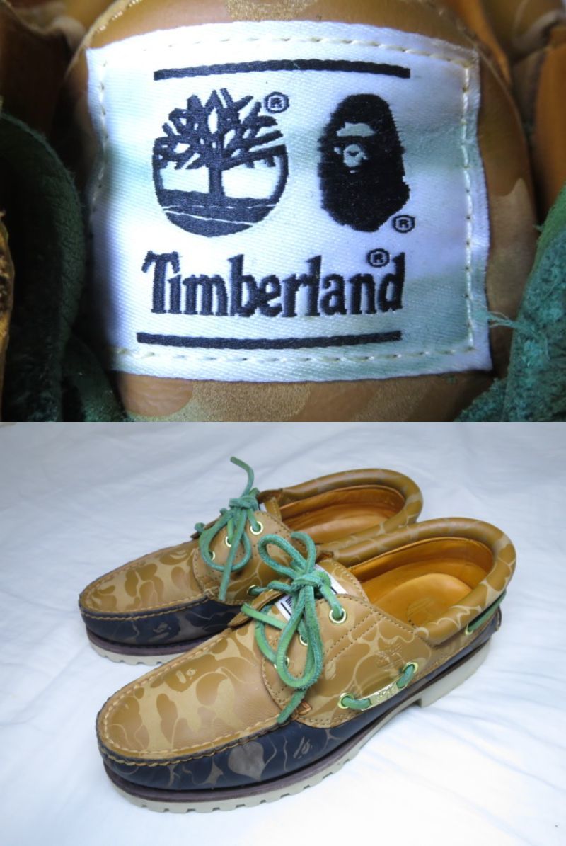 APE 別注 ティンバーランド モカシン US 8.5 26.5cm　A BATHING APE X TIMBERLAND THREE EYE CLASSIC LUG 猿迷彩 3eye_画像1