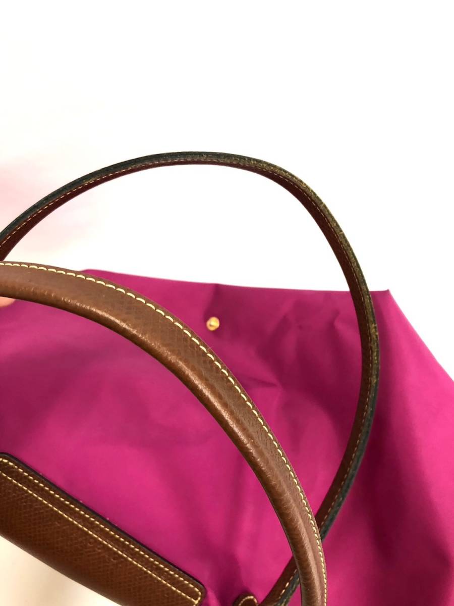 *LONGCHAMP tote bag cyclamen persicum pink series Long Champ lady's rup rear -ju nylon × leather folding two or more successful bids including in a package OKB231030-5