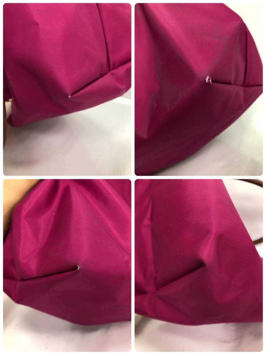 *LONGCHAMP tote bag cyclamen persicum pink series Long Champ lady's rup rear -ju nylon × leather folding two or more successful bids including in a package OKB231030-5