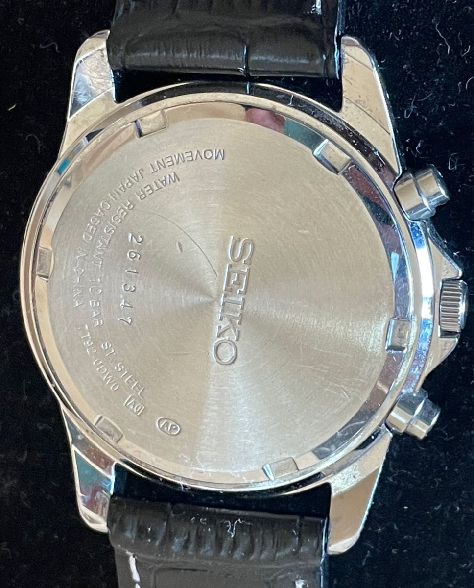 SEIKO クロノグラフ 100m 防水/ 新品ベルト セイコークロノ SEIKO クロノグラフ 100m 防水/ 新品ベルト セイコークロノ