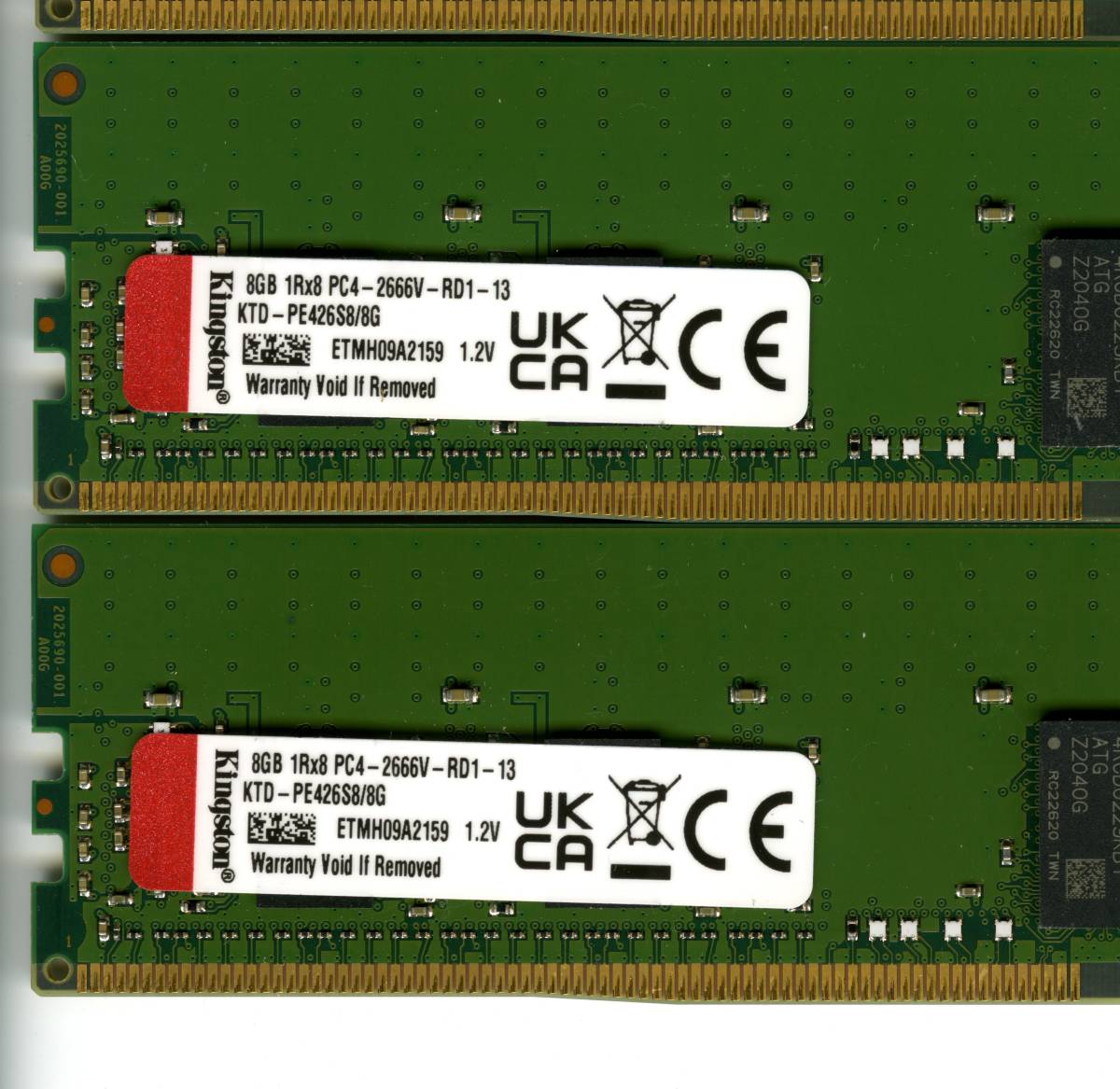 【RDIMM】DDR4-2666、ECC Registered、8GBの4枚セットで32GB、中古　kingston KTD-PE426S8/8G reg サーバー用　Z4G4で動作確認済み　2139_画像8