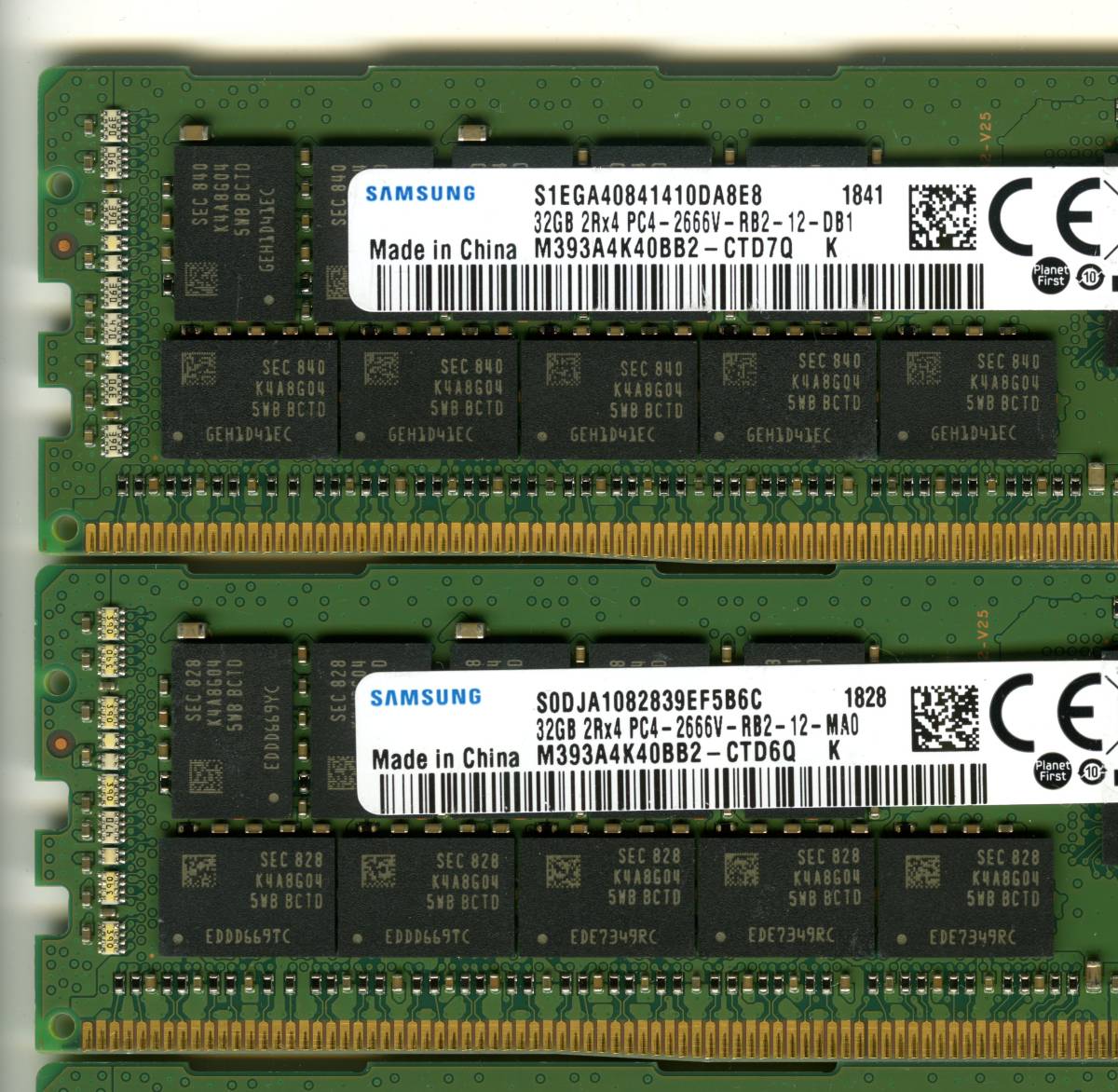【RDIMM】DDR4-2666、ECC Registered、32GBの4枚セットで128GB、中古 　Samsung　　　reg サーバー用　Z4G4で動作確認済み　1841他_画像6