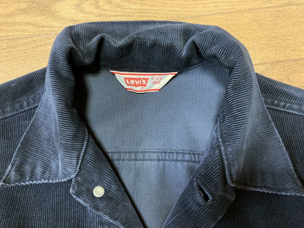 Levis リーバイス・ 70s USA製 70505 コーデュロイJKT ネイビー紺色 Size40 米国 コーンミルズ フェード 4th Gジャン ボタン裏52 ケアタグ_画像3