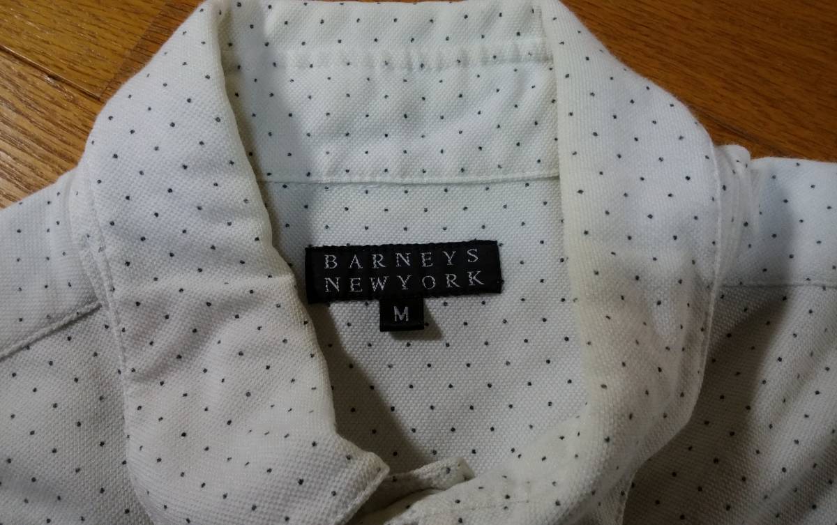 バーニーズニューヨーク BARNEYS NEW YORK 半袖シャツ SIZE:M 白 ドット 送料215円～_画像7