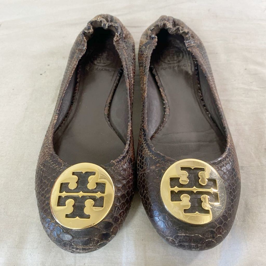 3712☆ TORY BURCH トリーバーチ シューズ 靴 スリッポン ローヒール カジュアル 蛇柄 パイソン レディース 箱付き_画像5