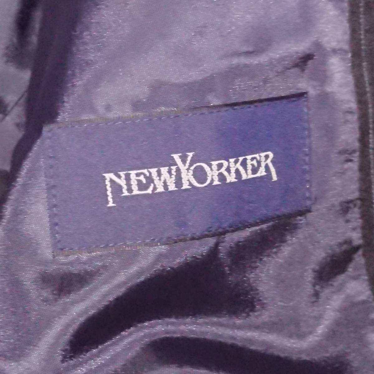ニューヨーカー NEWYORKER スーツ セットアップ テーラードジャケット ストライプ ネイビー M ウール 総裏地 2つB　補修痕有