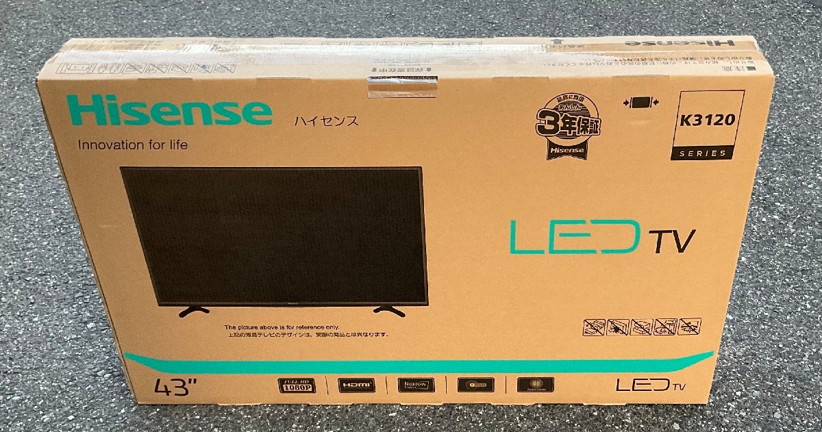 【RKGU3】１円～Hisense/43V型/液晶テレビ/HJ43K3120 /中古品/2018年製/来店引き歓迎_画像1