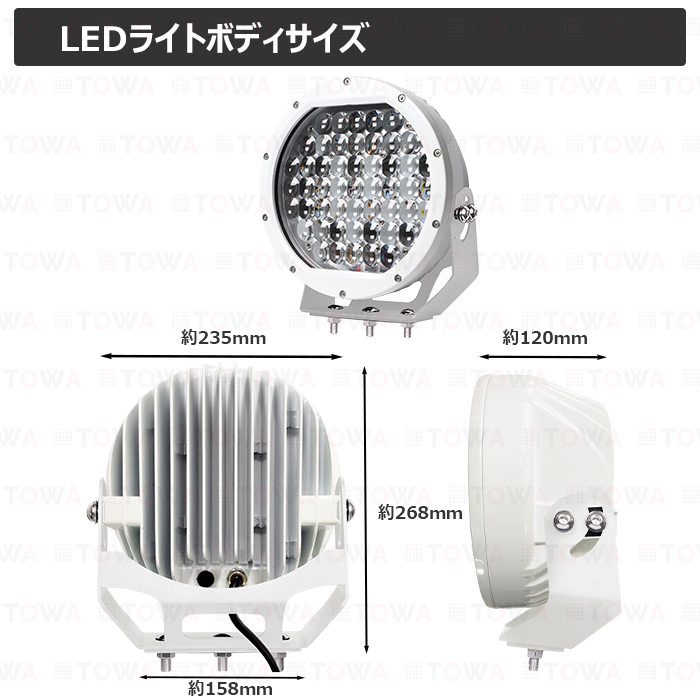 2個】丸型 漁船 LEDワークライト 白ボデイー 510W led作業灯 2個】丸型 漁船 LEDワークライト 白ボデイー 510W led作業灯