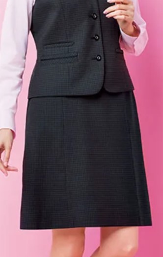 【新品】BONMAX_9号_Aラインスカート（30：ブラック×グレイ）LS2201/ボンマックス/かわいい会社事務服/おしゃれOL制服_着用イメージ
