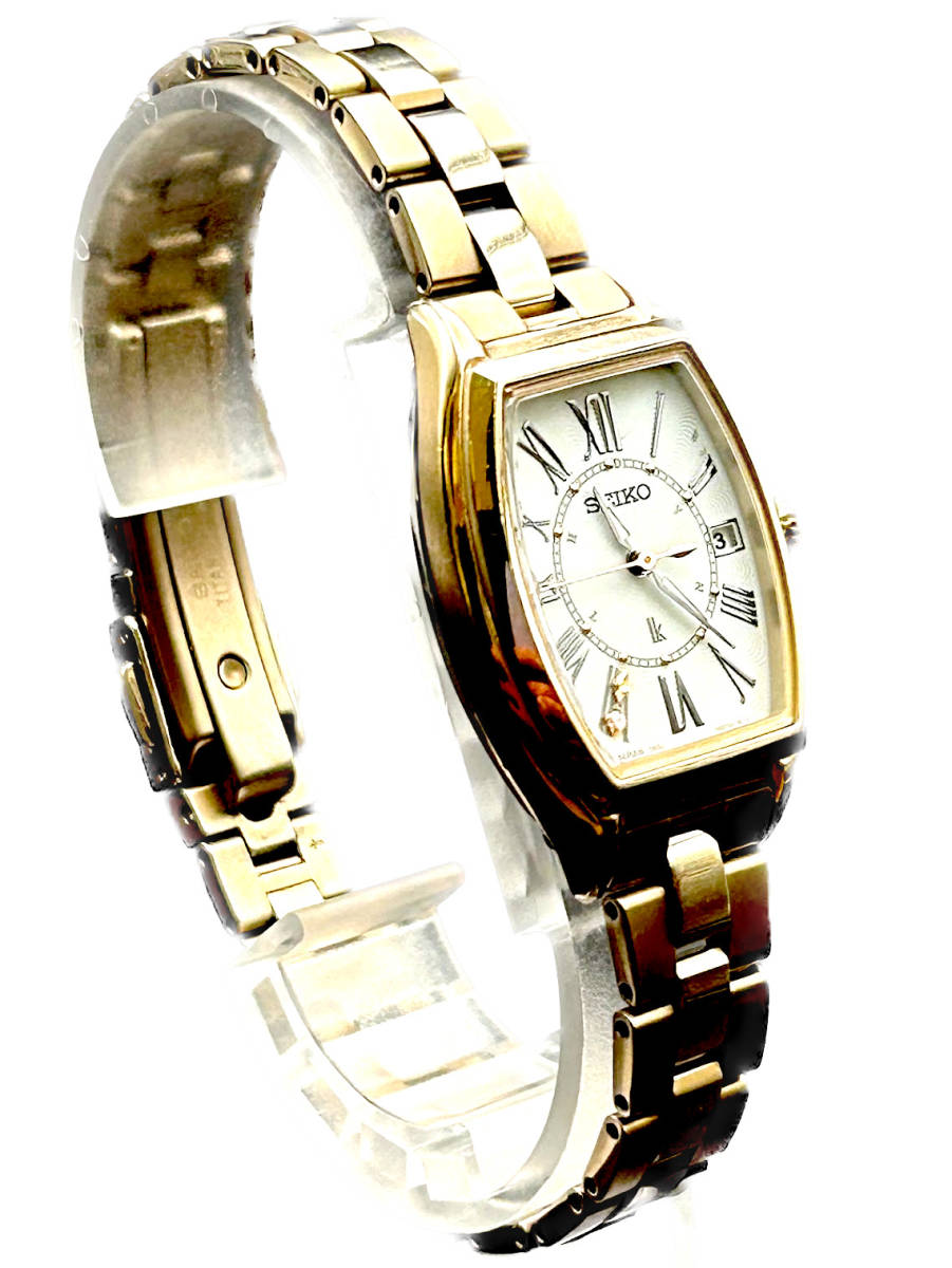 匿名発送 SEIKO レディース ゴールド ソーラー電池 チタン 腕時計 セイコー ルキア ダイヤモンド K22-101298_画像3