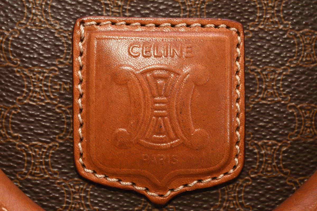 CELINE セリーヌ マカダム ビジネスバッグ ハンドバッグ ブラウン系 レザー PVC ゴールド金具 ビジネス レディース メンズ (126)_画像10