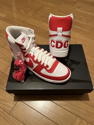 未使用品 コムデギャルソン COMME des GARONS ナイキ NIKE ターミネーター ハイ Terminator High 白 ホワイト 赤 レッド 102 26cm US8 CDGの画像1