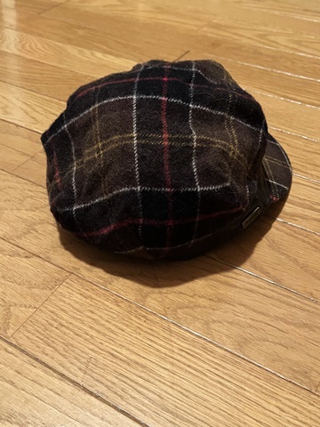 バブアー Barbour キャスケット キャップ 帽子 Mサイズ 茶色 ブラウン チェック チェック柄 ウール 毛 レザー 本革 羊革 国内正規品_画像4