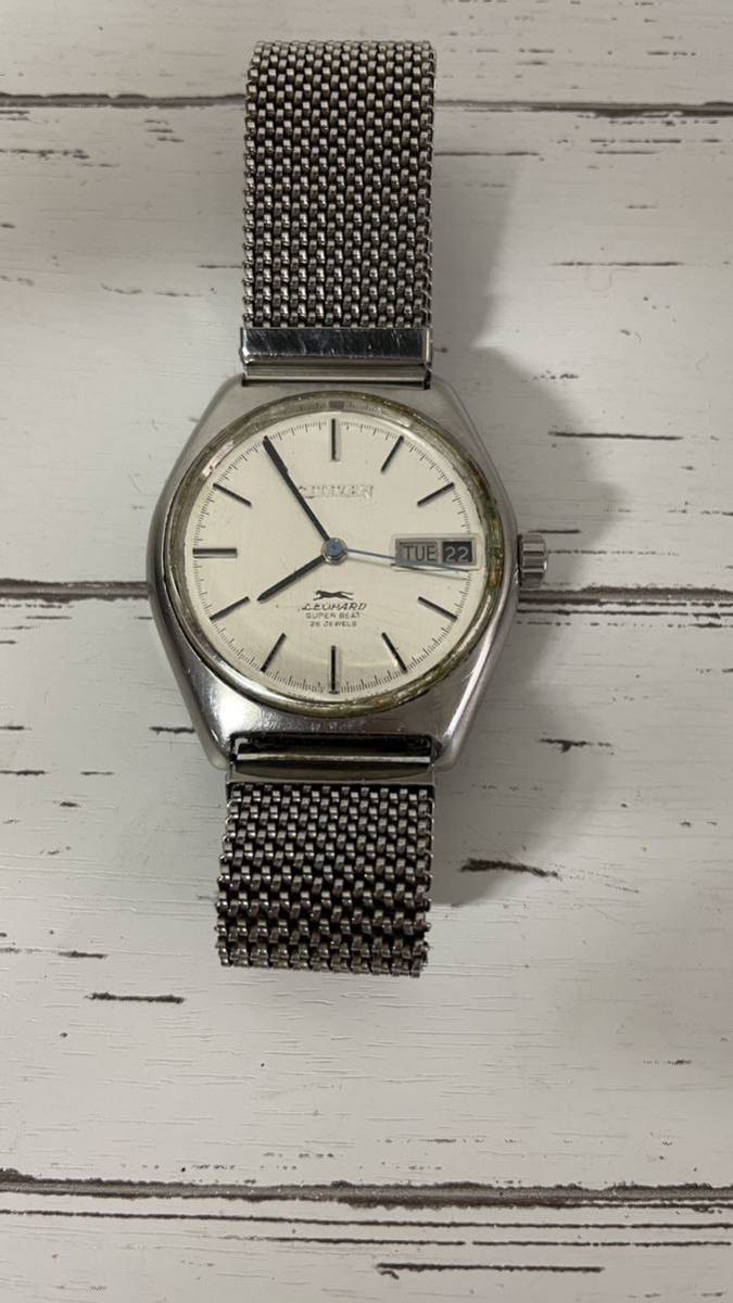 【稼働品】CITIZEN シチズン 自動巻き レオパード スーパービート 4-720458TA 26石 デイデイト メンズ 腕時計