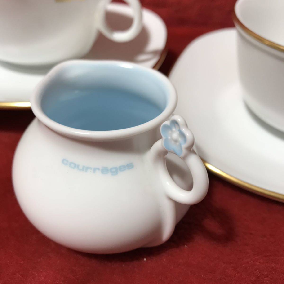 C37 Noritake ノリタケ クレージュ カップ&ソーサー 2客 クリーマー 1点 色違い コーヒーカップ_画像3