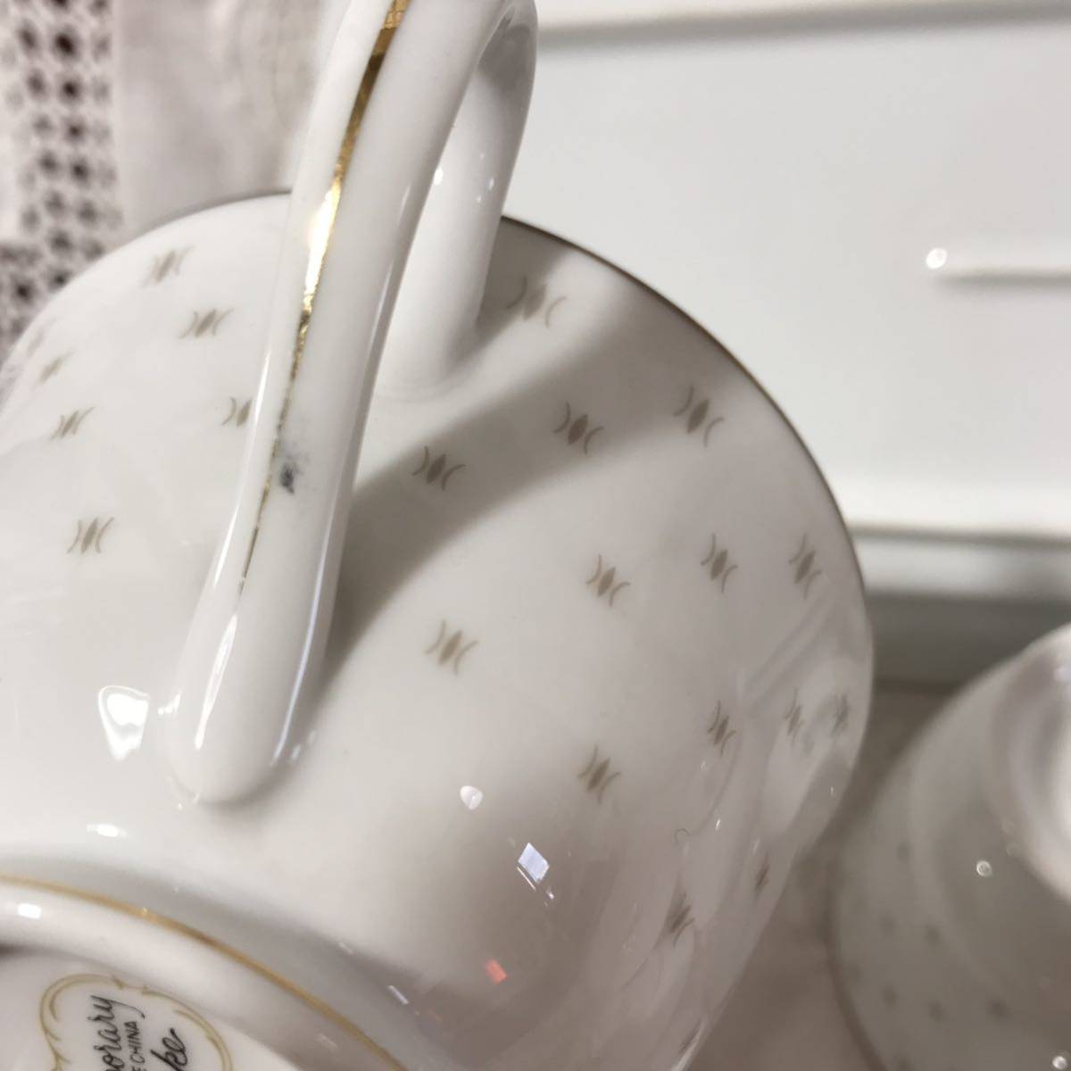 C137 Noritake ノリタケ サンドウィッチトレイ 1点 カップ＆ソーサー 3客 洋食器 ティーセット_画像10