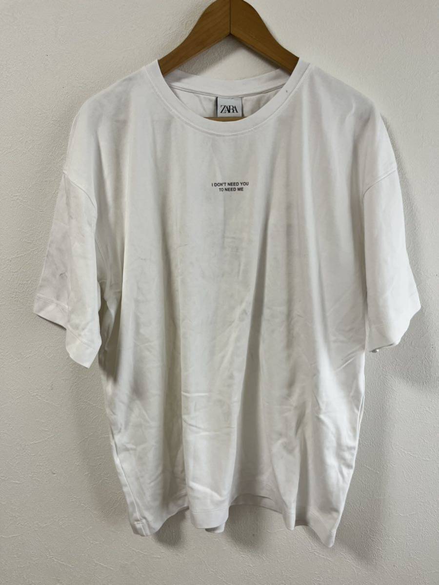 z-39 ZARA ザラ シャツ 半袖 ロゴ ホワイト カットソー XL Tシャツ
