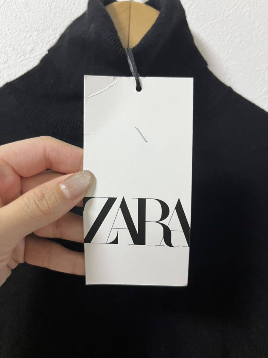 z-41 ZARA ザラ セーター ニット 長袖 薄手 ブラック 黒 ネック ハイネック タートル タートルネック _画像9