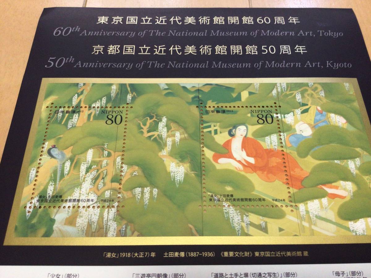 東京国立近代美術館開館60周年・京都国立近代美術館開館50周年記念切手　80円切手10枚　自己紹介欄をお読みください_画像2