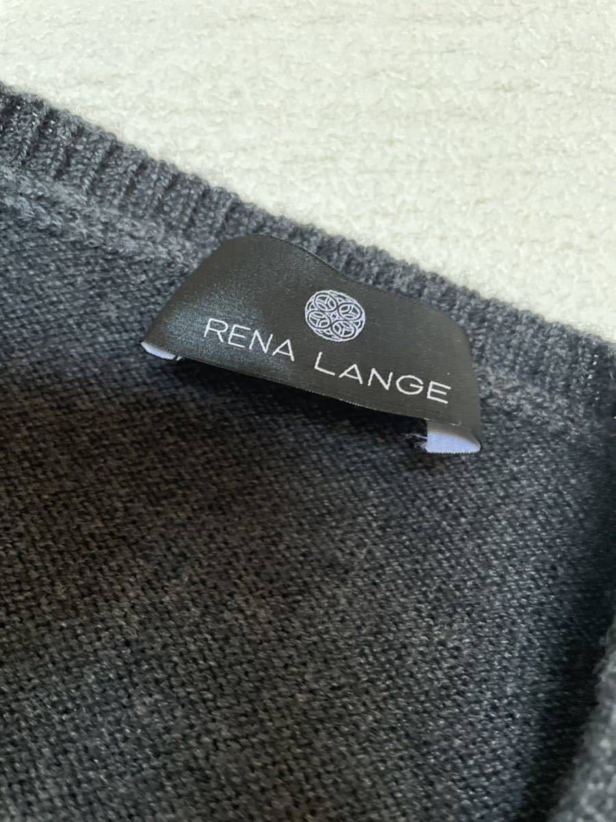 レナランゲ (RENA LANGE )チャコールグレーカシミヤブレンドボートネックニットセーターS(長袖)美品　異素材/上質_画像4