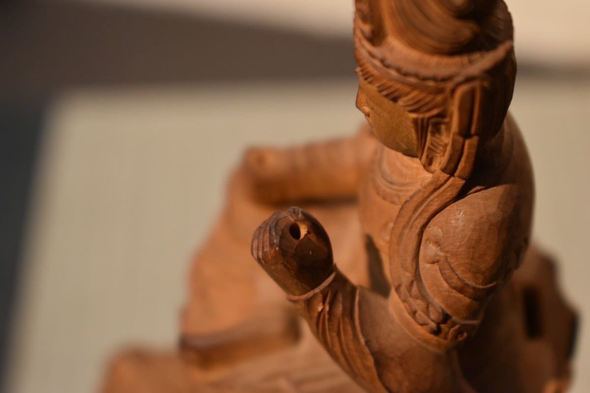 【GE】E552【コレクター所蔵品】時代 木彫三尊像 /仏教美術 骨董品 時代品 美術品 古美術品 オブジェ_画像8
