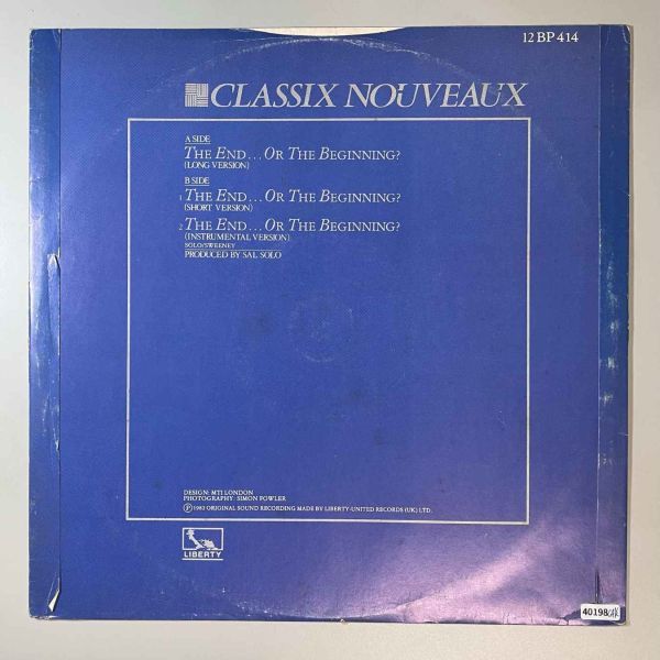 40198★美盤【UK盤】 Classix Nouveaux / The End... Or The Beginning?の画像2