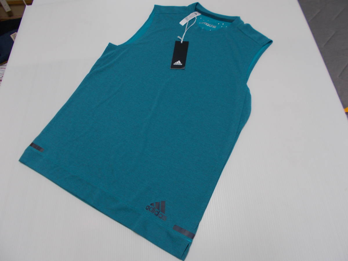 ◎【adidas】clima chill ノースリーブシャツ M　青緑_画像1