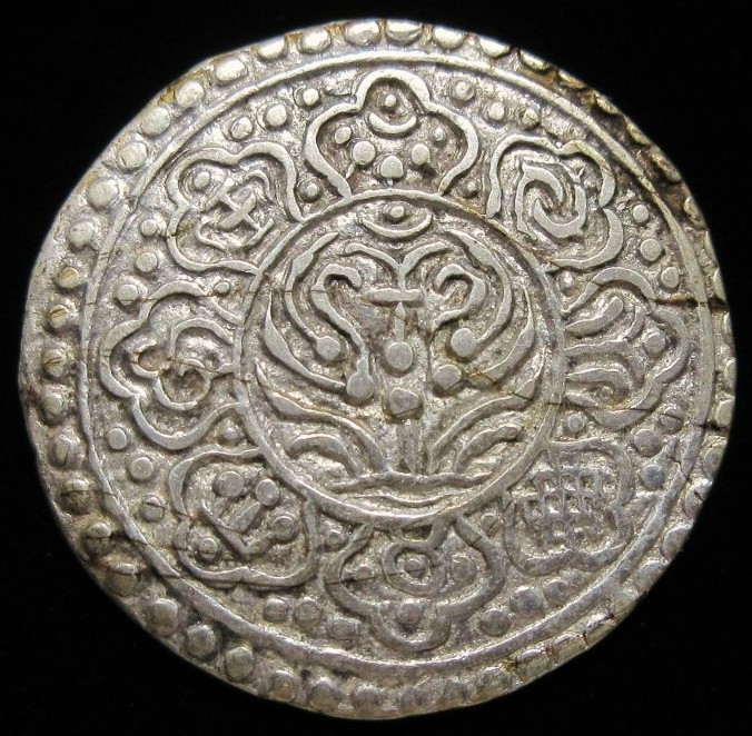 原文:西藏 チベット 1タンガ銀貨 1895年－1896年 25.79mm 4.46g 八吉祥紋 真正品 ①