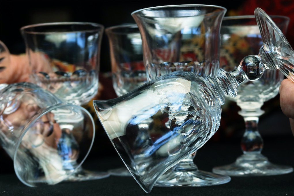 1880年頃 BACCARAT Ecailles オールドバカラ クリスタルグラス ビンテージワイングラス フランス アンティーク グラスセット/ ST. LOUIS_画像7