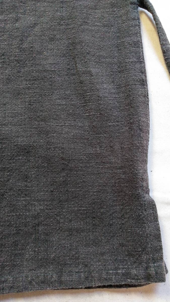 古布　木綿　作務衣上着　やや厚めの生地　黒いグレー色　リメイク_画像8