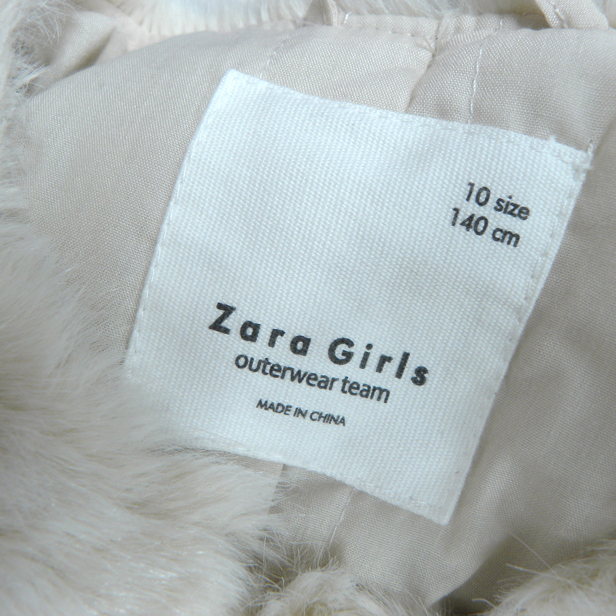 ザラ Zara Girls ノーカラーフェイクファーコート アウター 洗える アイボリー 10/140cm 女の子 ガールズ 子供服 k1031-6_画像6