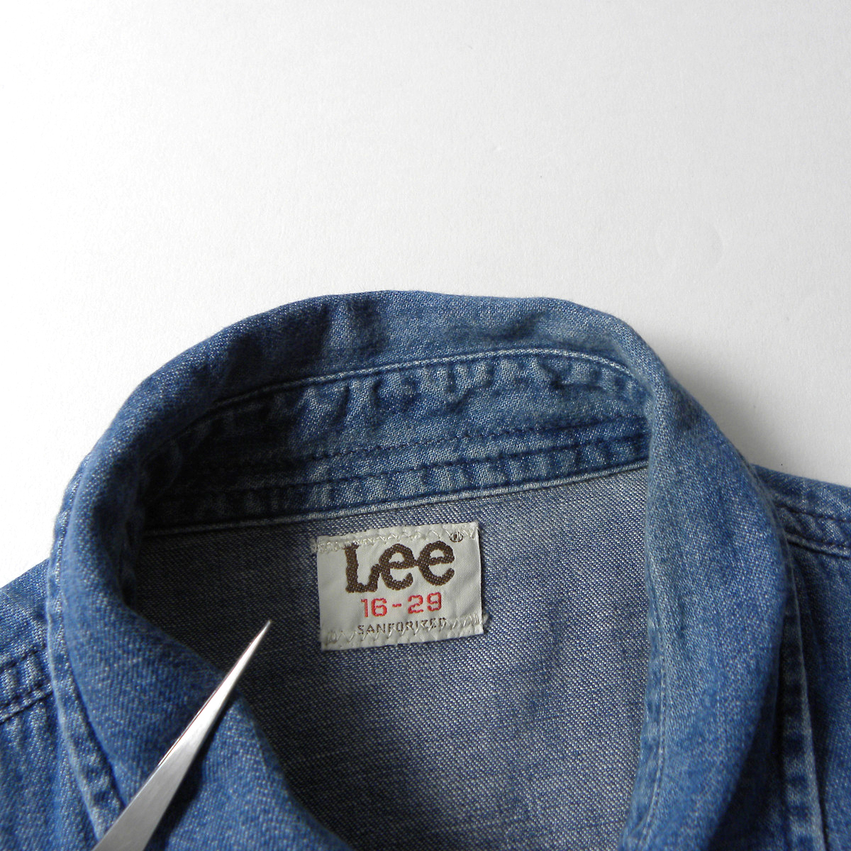 リー Lee LT0500 デニムウエスタンシャツ 長袖 黒タブ フラップポケット バックヨーク M ブルー m1107-15_画像8