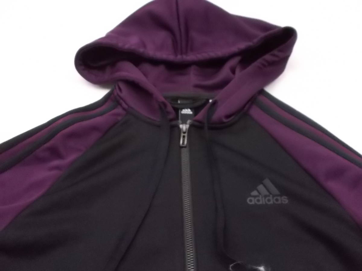 ▼adidas/アディダス▼フルジップパーカー ポリエステル100% ストレッチ/M/黒・紫_画像4