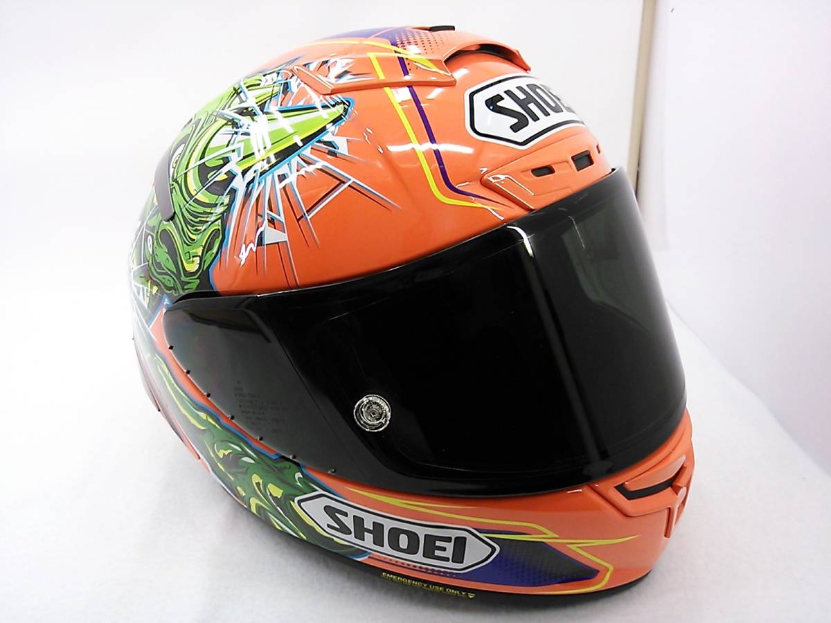 【送料無料】使用極わずか 美品 SHOEI X-Fourteen X-14 POWER RUSH パワーラッシュ Mサイズ スモークシールド付きの画像7