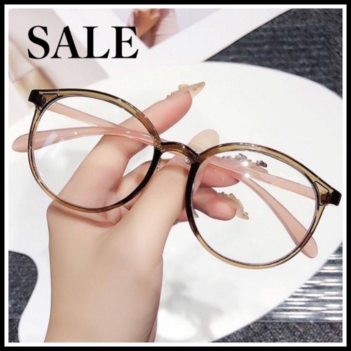 秋SALE +2.50 ブルーライトカットメガネ　ボストンフレーム　眼鏡　軽量　老眼鏡　パソコン眼鏡　ブラウンフレーム　度数あり