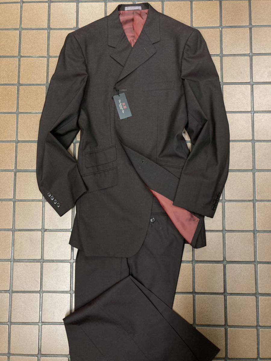 【新品】梅春物 シングル4ッ釦スーツ タグ付 上下セットアップ サイズLL(YA7相当) センターベント 日本製 チェンジポケット付き 千鳥格子