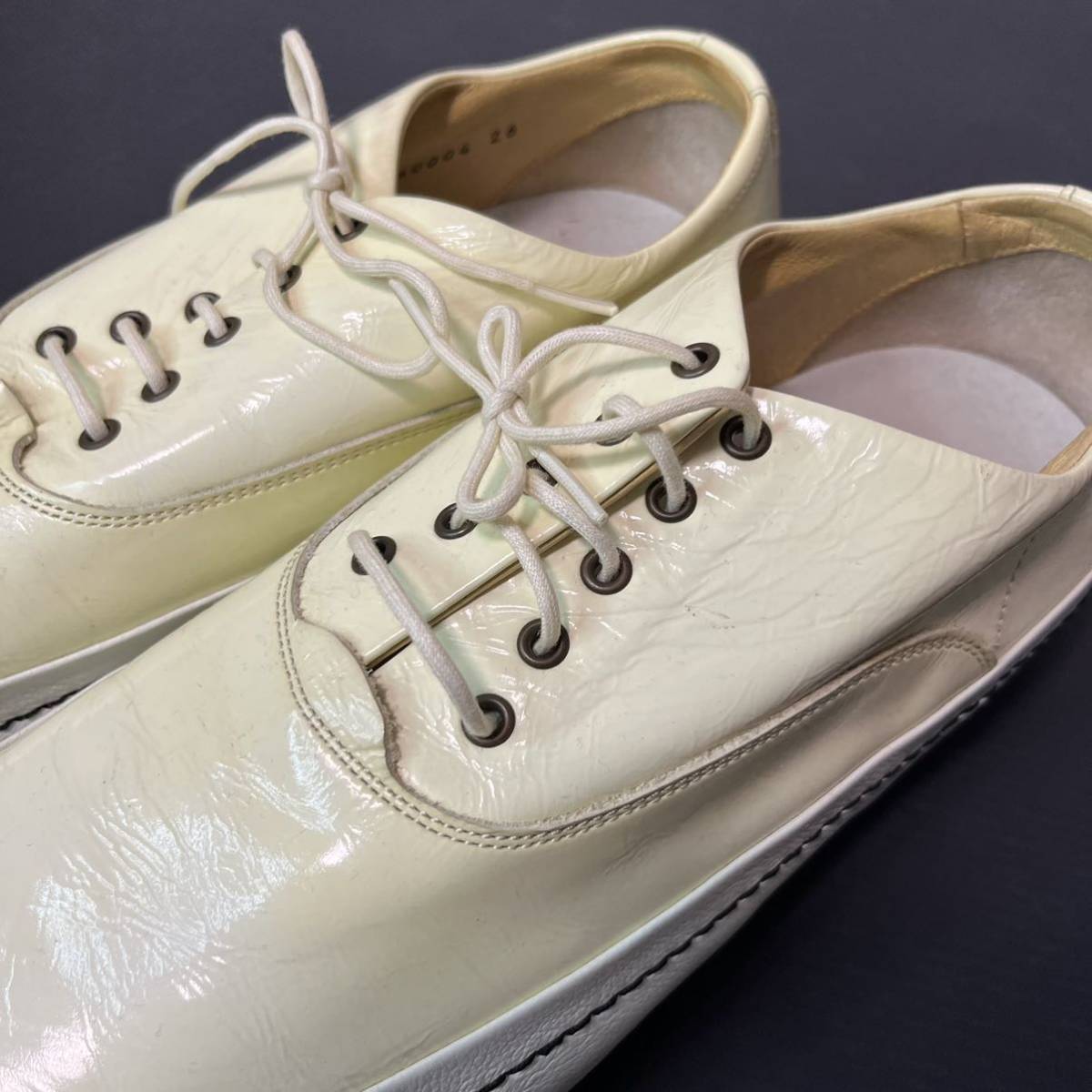 MIZUNO メンズビギ MensBIGI ポインテッドトゥ 革靴 ロカビリー ベージュ ヴィンテージ 26.0cm_画像4