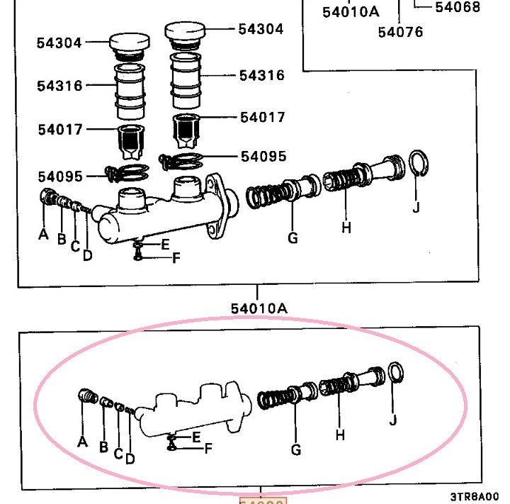 三菱ジープ J55.J53,J58,J56,J57,J37他用ブレーキマスターシリンダーリペアキット三菱純正（MB004993)_画像6