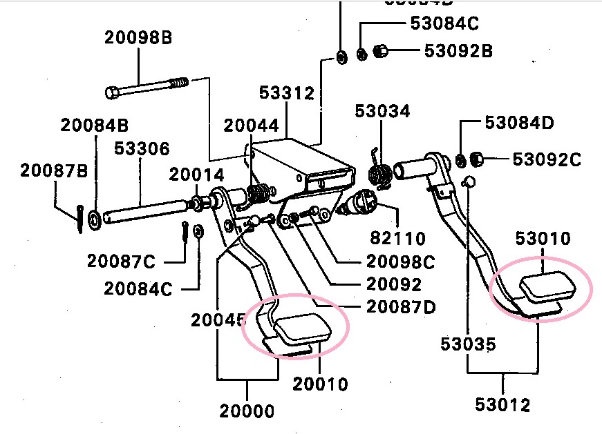 三菱ジープ用純正ペダルカバー(ブレーキ、クラッチ用）2個セット新品未使用（J53.J54,J55,J56,J57,J58,J59 )ワイド,J37,J38他用_画像4