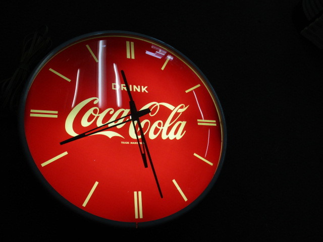  prompt decision [ Showa Retro general merchandise shop ] Coca * Cola clock illumination signboard Citizen wall clock drink drink shopping street display street average . that time thing 