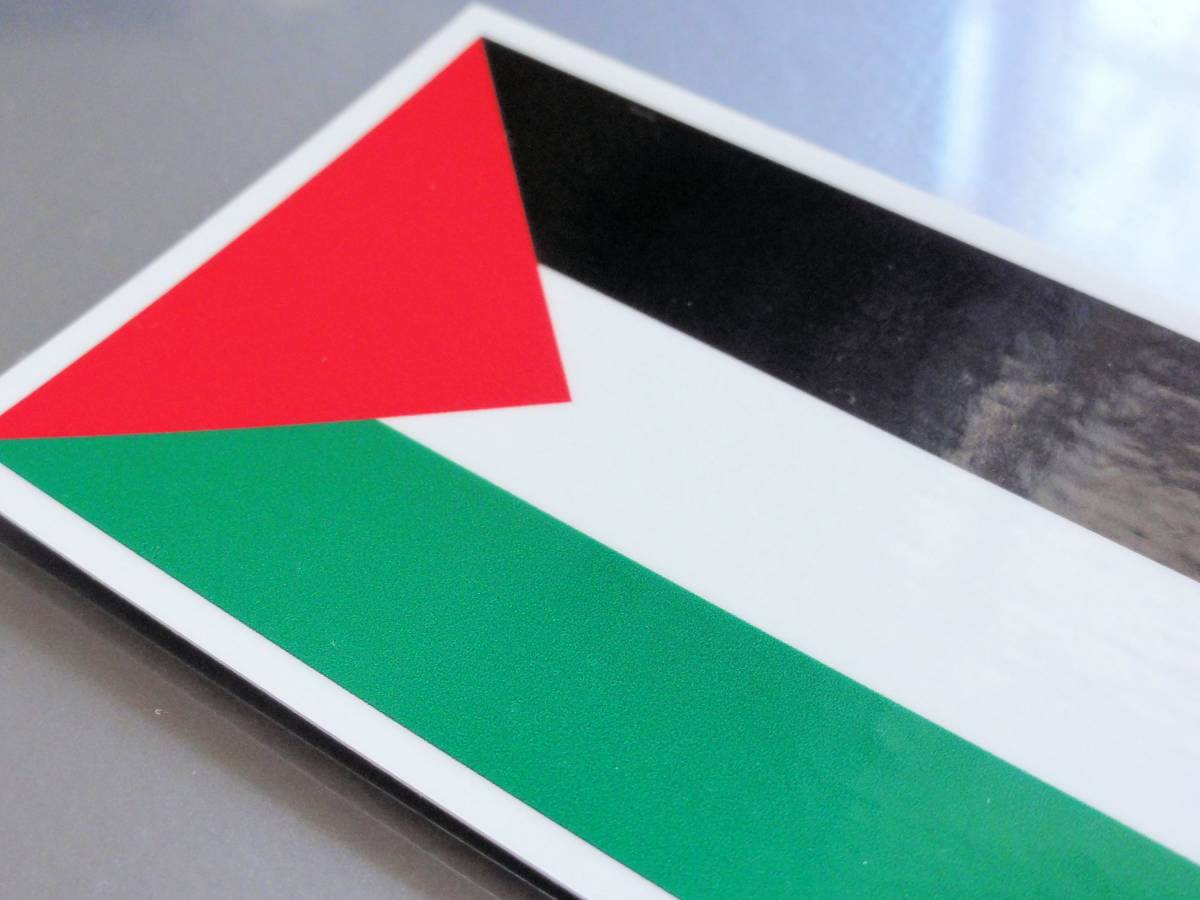 ■_パレスチナ国旗ステッカー Sサイズ 5x7.5cm【2枚セット】■Palestine 中東 屋外耐候耐水シール 車 スーツケース アラブ 即買 AS_画像2