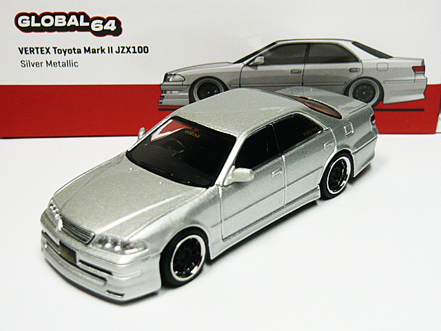 ■ターマックワークス■1/64 トヨタ マークⅡ JZX100（シルバー色）TOYOTA MARK Ⅱ VERTEX ベルテックス チェイサー_画像1