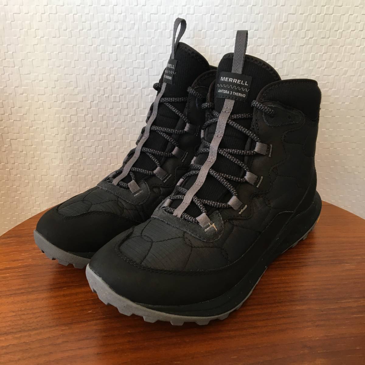 25.0cm（US8.0）｜MERRELL メレル アントラ 3 サーモ ミッド ウォータープルーフ 067772 黒 ボア 防寒 防水 サイドジップ (新品)(正規品)