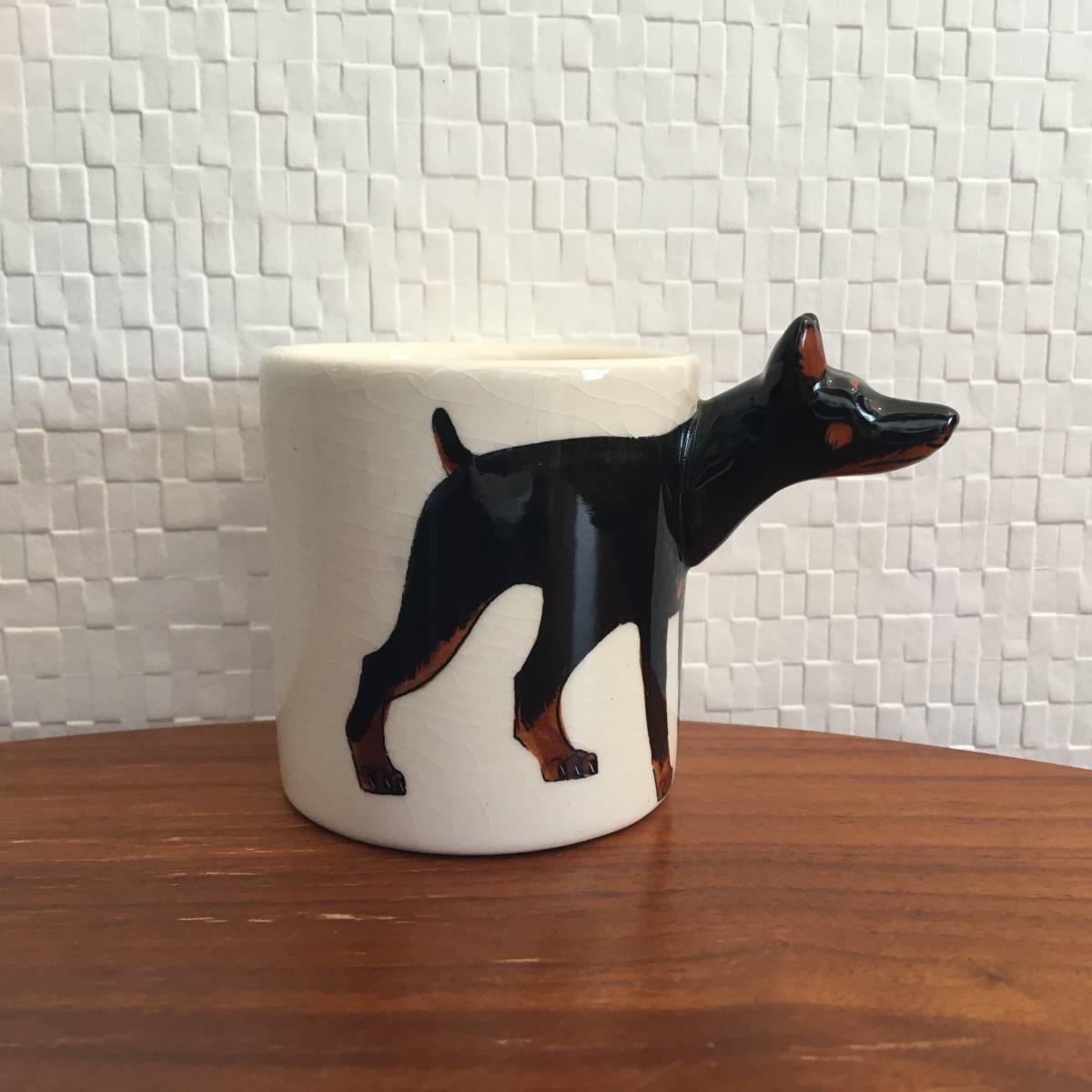  Doberman l cup & saucer set animal 3D solid collection ceramics hand made dog gift coffee CUP Espresso ( new goods )( prompt decision )