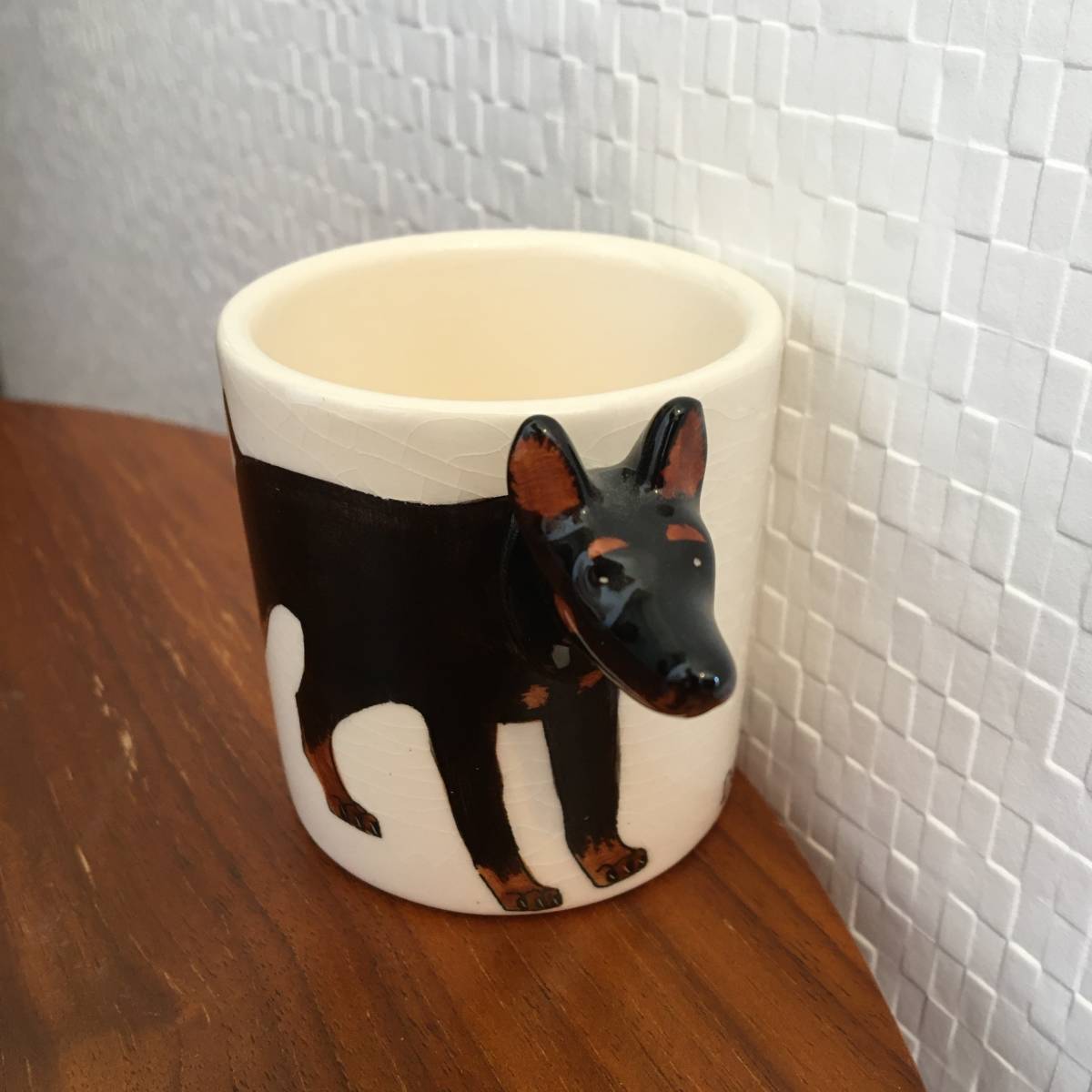  Doberman l cup & saucer set animal 3D solid collection ceramics hand made dog gift coffee CUP Espresso ( new goods )( prompt decision )
