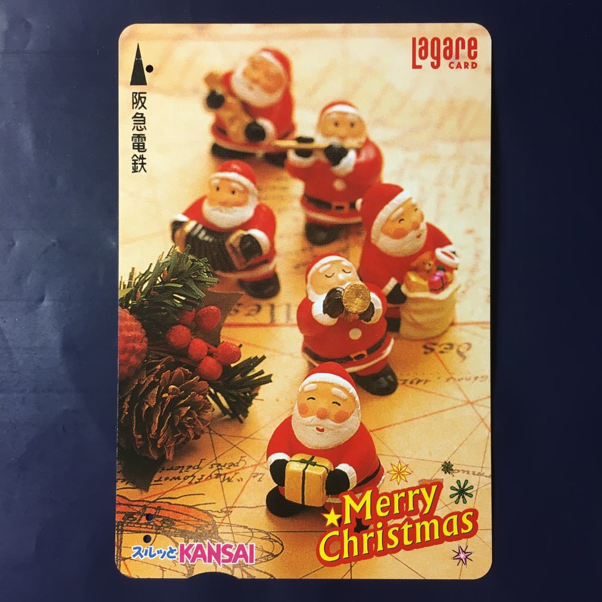 2000年12月1日発売柄ークリスマス「Merry Christmas」ー阪急ラガールカード(使用済スルッとKANSAI)_画像1